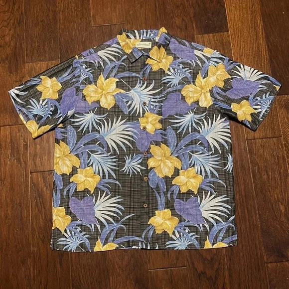 Caribbean Floral Hawaiian Short Sleeve Button Down Shirt - Picture 1 of 9